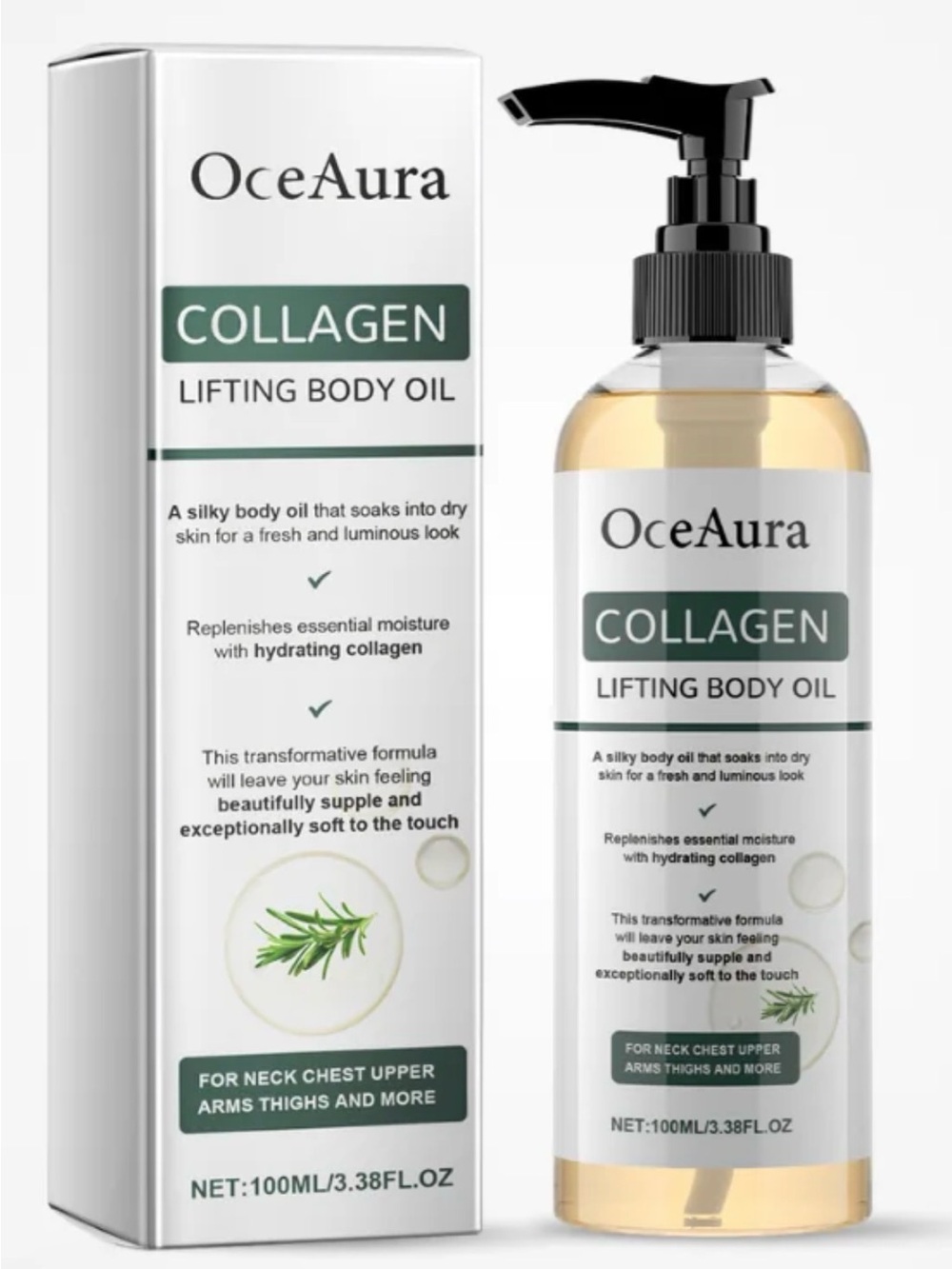 Collagen Lifting Body Oil — Hydrating Body Moisturizer (Clear/Gold)
